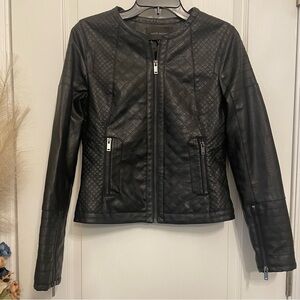 Black Quilted faux Leather Jacket